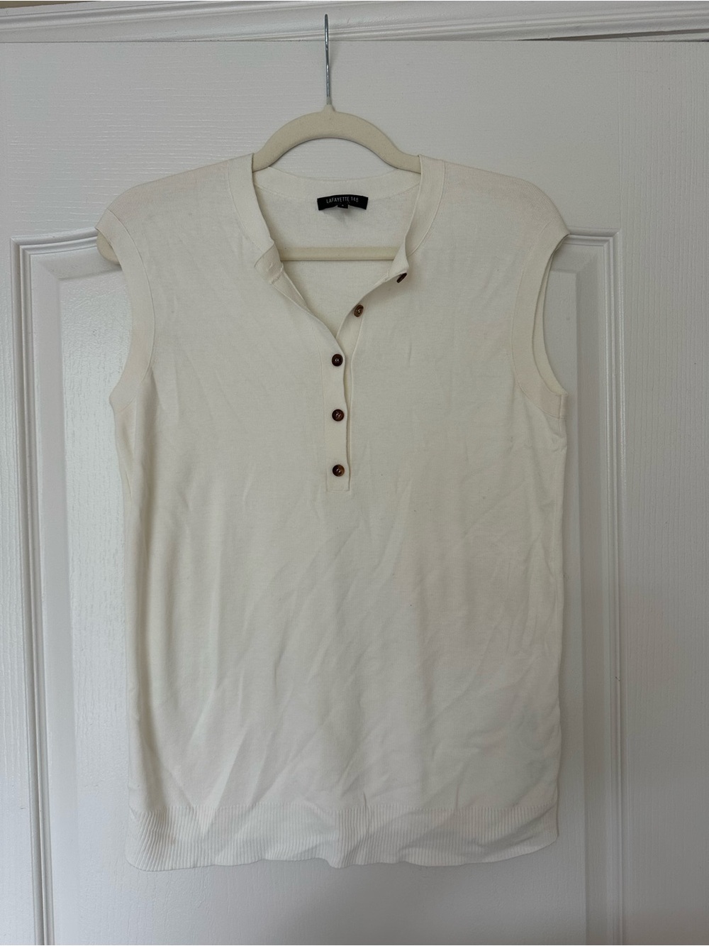 Lafayette 148 New York Cream Knit Polo Tank